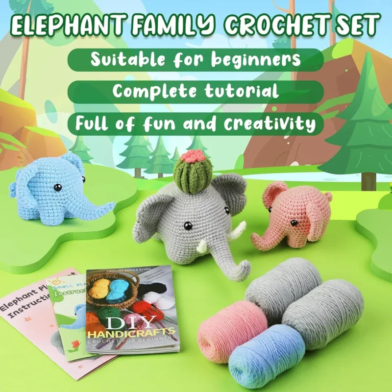 Adorable Elephant Family Crochet Kit - Image 4