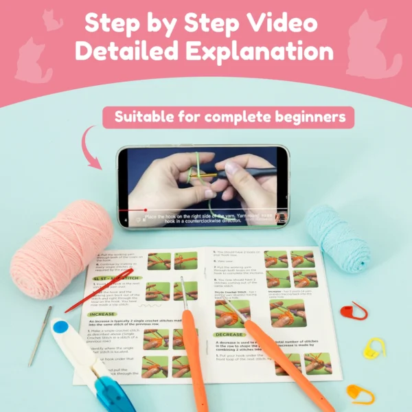 S0770450ba33f44c294a82dea1316c87dr.webp Adorable Cat Crochet Kit for Beginners