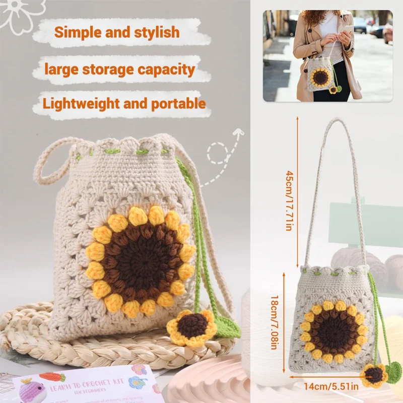 Sunflower Crochet Phone Bag Kit - Image 5