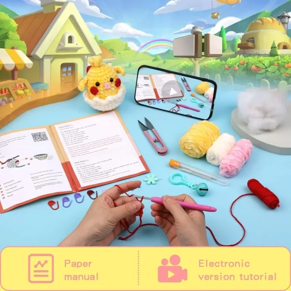 S0e6260d71d1c4f66ba8444672fab766dq.webp Adorable Animal Keychain Crochet Kit