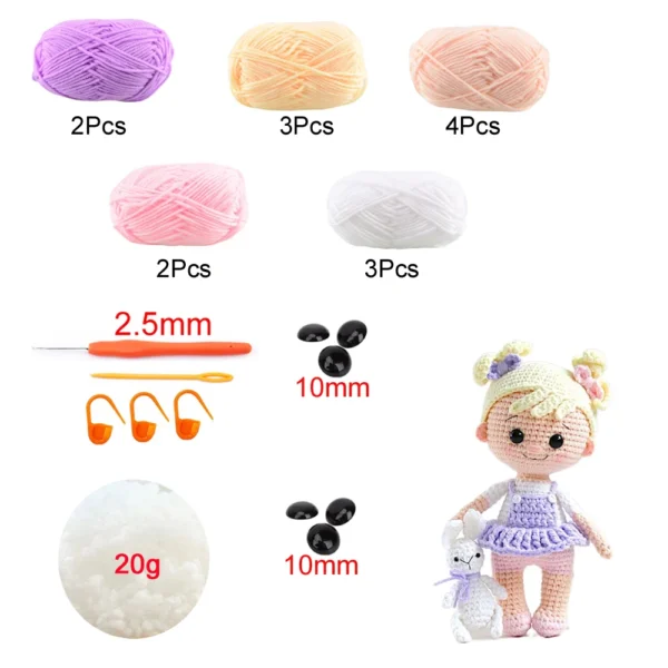 S0ebd3c2d09674783887372d9570f44c4n.webp Crochet Kit Gril DIY Doll Crocheting kits
