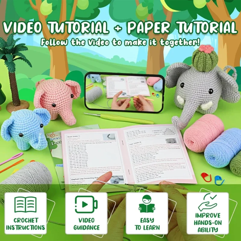 Adorable Elephant Family Crochet Kit - Image 5