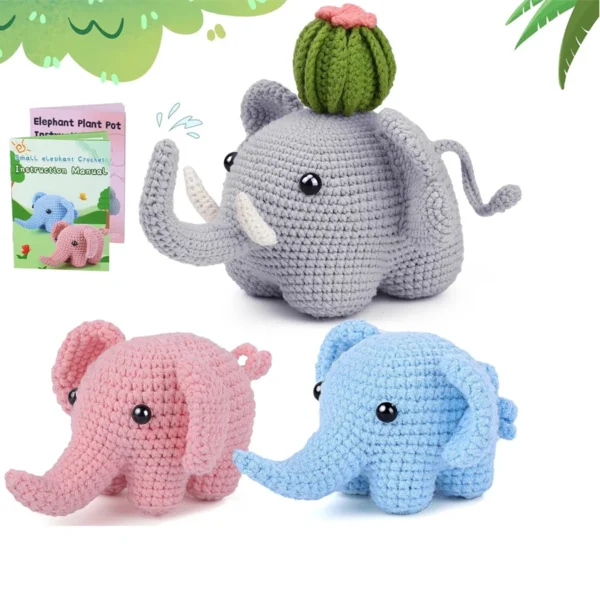 S137fb926e5f64ffca3e155d861a71493M.webp Adorable Elephant Family Crochet Kit