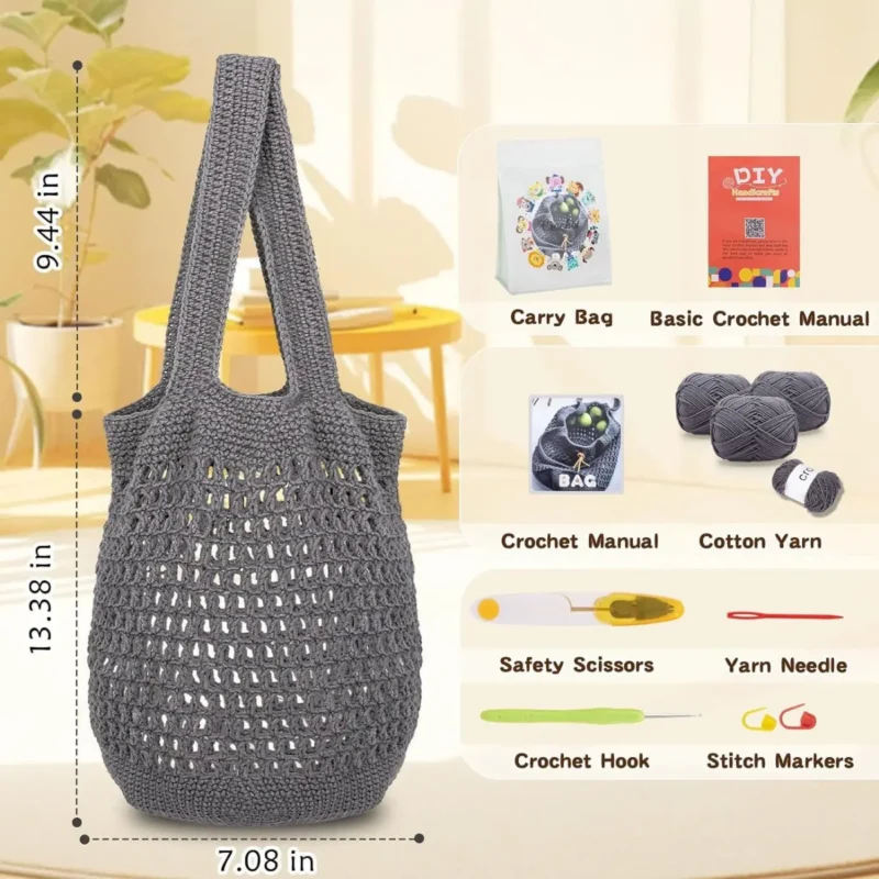 Sunflower Checkerboard Tote Crochet Kit - Image 7