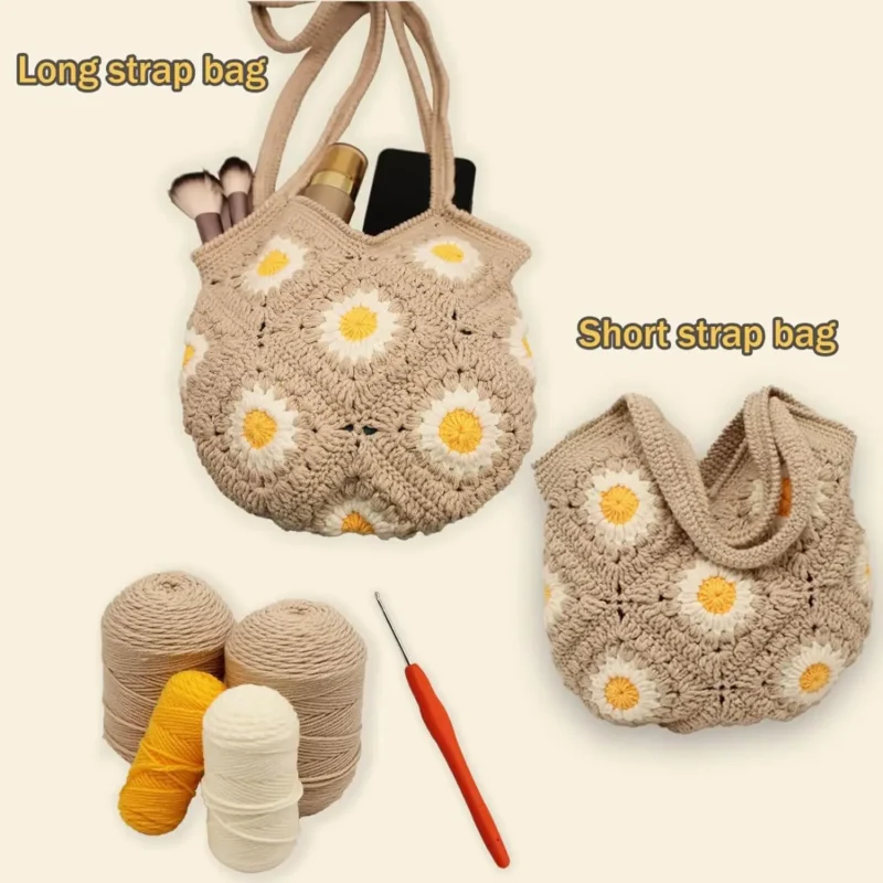 Sunflower Checkerboard Tote Crochet Kit - Image 5
