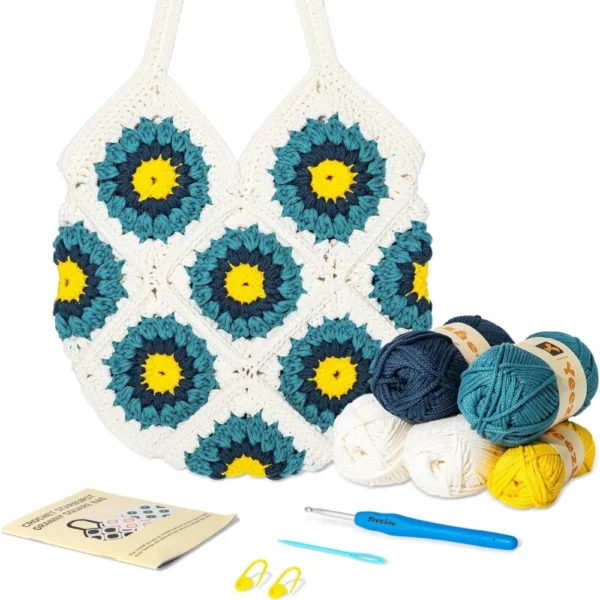 S2700e274d2a748c38af92b0f8a7d7e98N.webp Sunflower Checkerboard Tote Crochet Kit