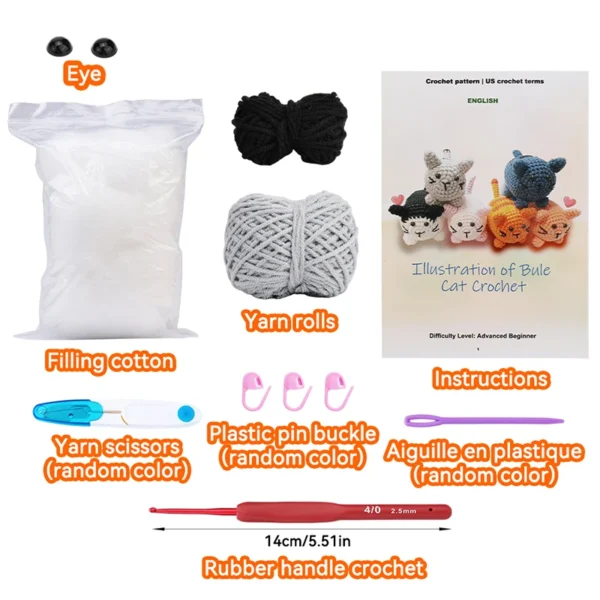 Beginner-Friendly Crochet Cat Kit with Video Tutorials
