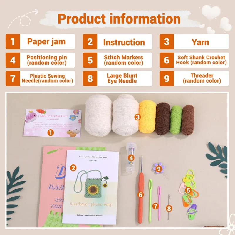 Sunflower Crochet Phone Bag Kit - Image 2