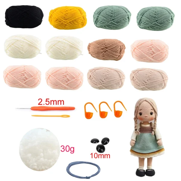 S45413fbb85e1419cb4988f1a51d5969d5.webp Crochet Kit Gril DIY Doll Crocheting kits