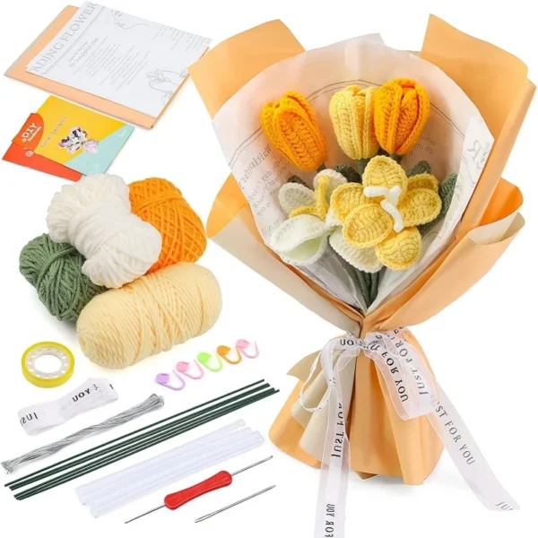 Beginner-Friendly Tulip Crochet Bouquet Kit