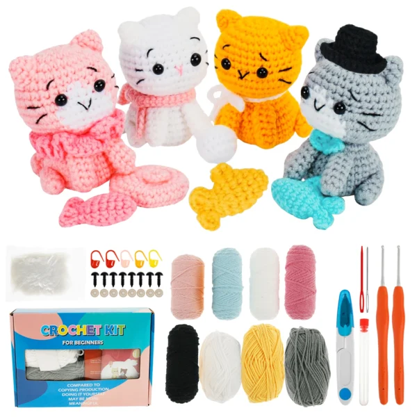 S6fbe5a3c12b54a1eaa383d3c363b68fcw.webp Adorable Cat Crochet Kit for Beginners