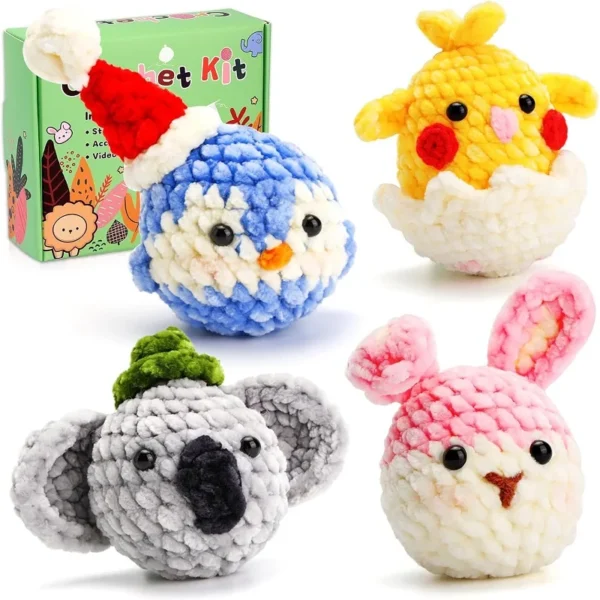 S76ffb44dd86a47d9b41b14d72befaa9cn-1.webp Adorable Animal Keychain Crochet Kit