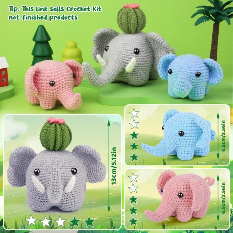 Adorable Elephant Family Crochet Kit - Image 6