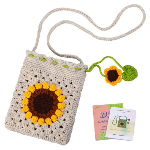 Sunflower Crochet Phone Bag Kit