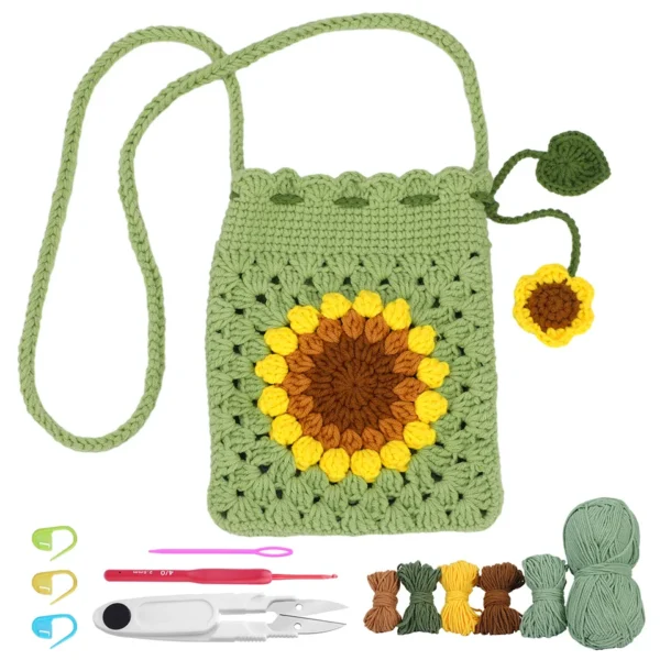 Sunflower Crochet Phone Bag Kit