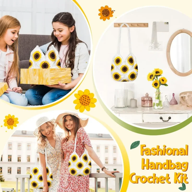 Sunflower Checkerboard Tote Crochet Kit - Image 3