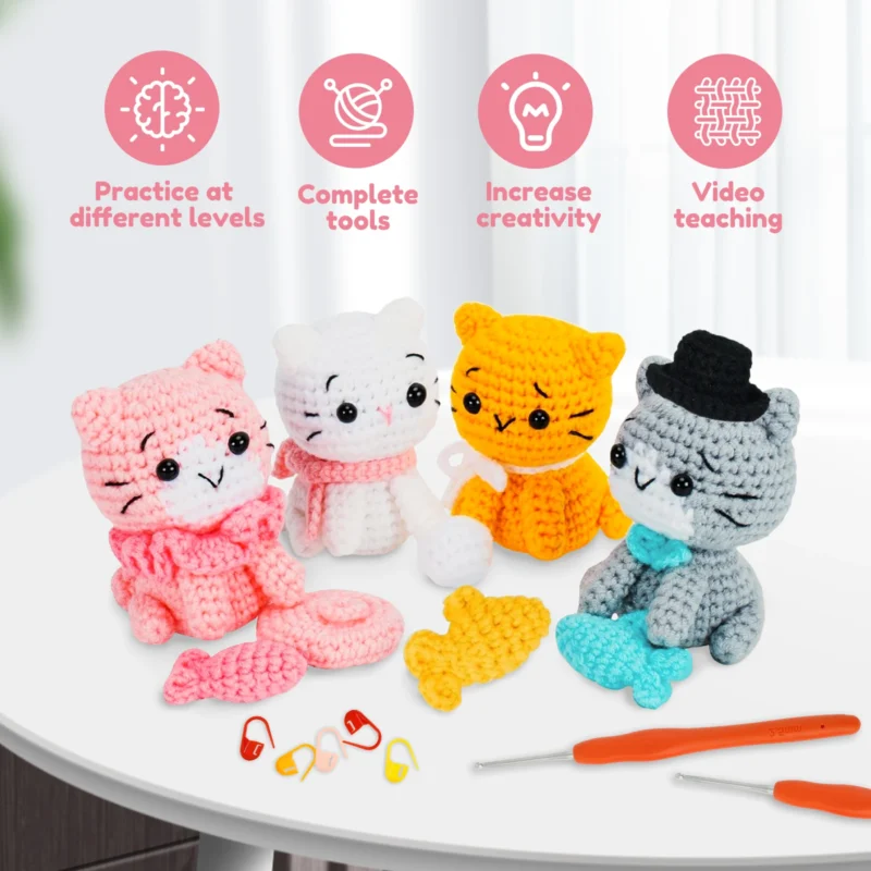 Adorable Cat Crochet Kit for Beginners - Image 3