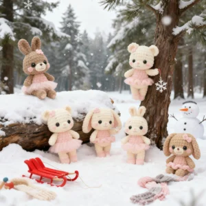 6-Pack Rabbit Crochet Kit Assorted Styles DIY Yarn Doll Set Full Supplies