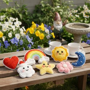 7 piece crochet kit Complete 7 piece crochet kit supplies on wooden table