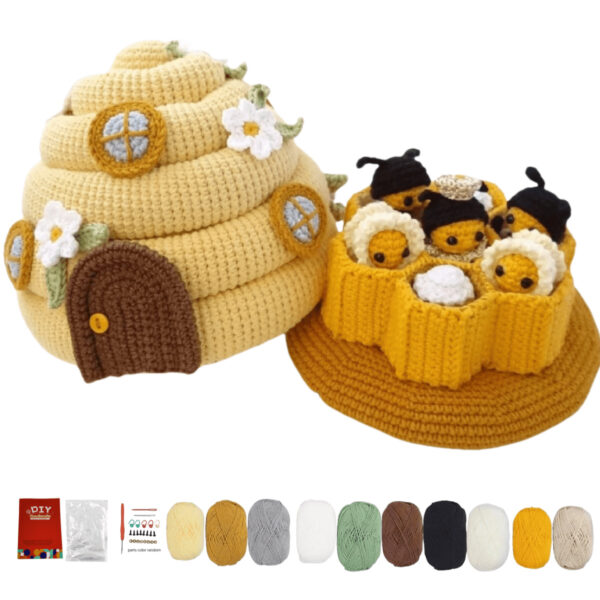 Bee & Beehive Crochet Kit - DIY 3D Beehive Set