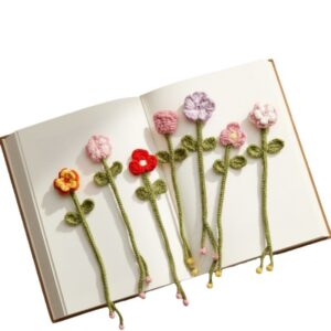 7-Pack Flower Bookmark Crochet Kit Complete Beginner Set