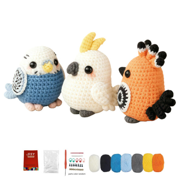 DIY parrot craft set 3-Piece Parrot Crochet Kit – DIY Colorful Handmade Bird Craft Set