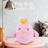 Close Up of Handmade Pink Bird Yarn Figurine Ornament