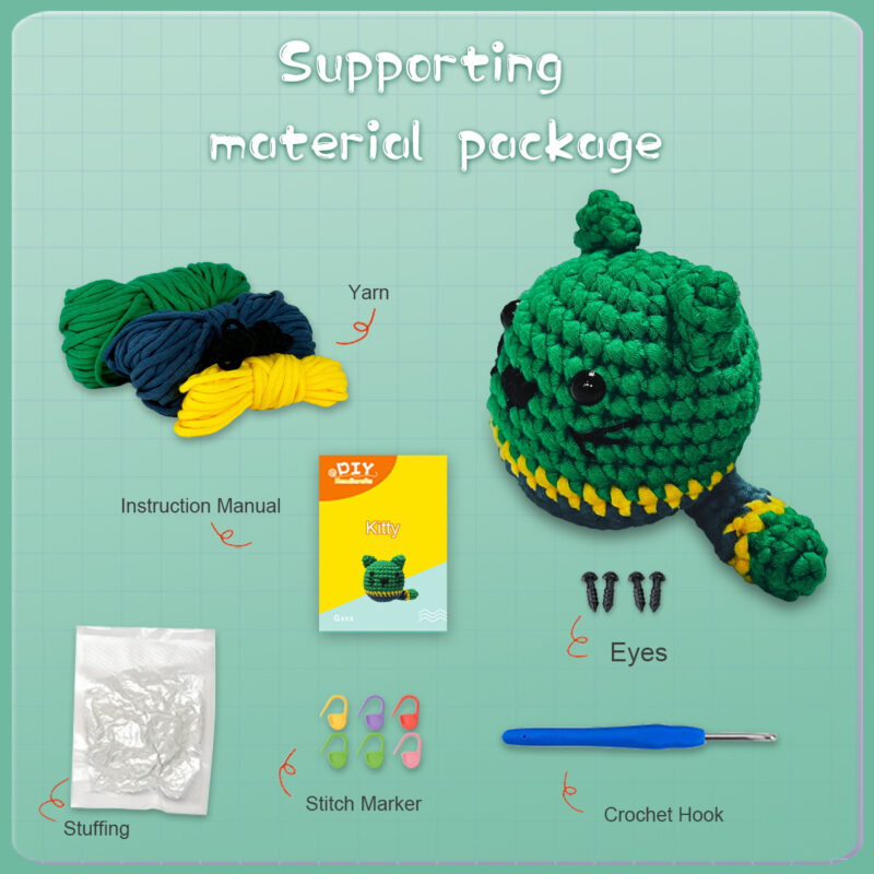 Soft cotton yarn and ergonomic crochet hook for beginner kit