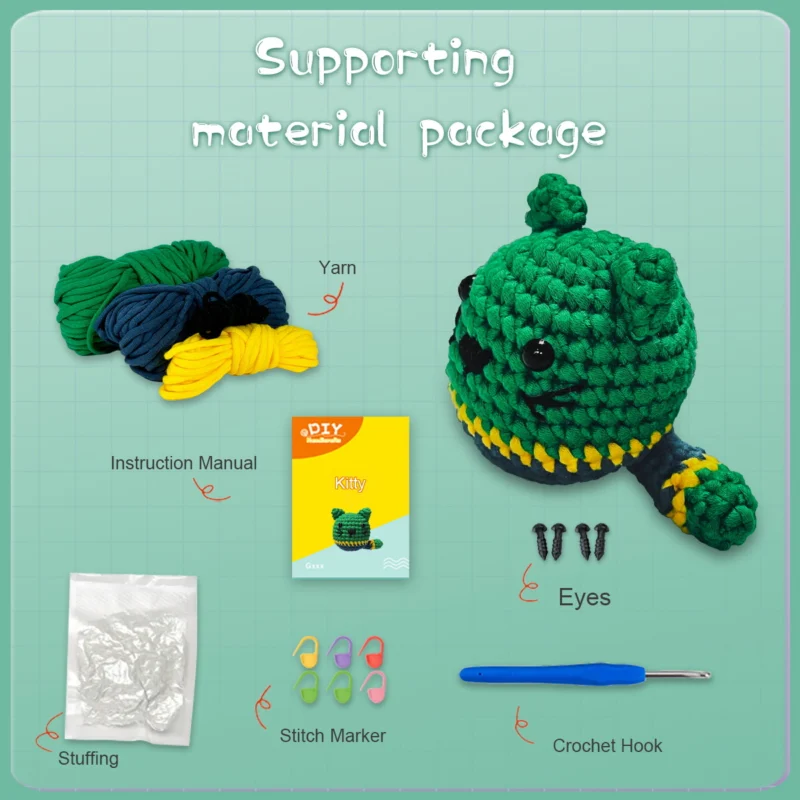 Soft cotton yarn and ergonomic crochet hook for beginner kit