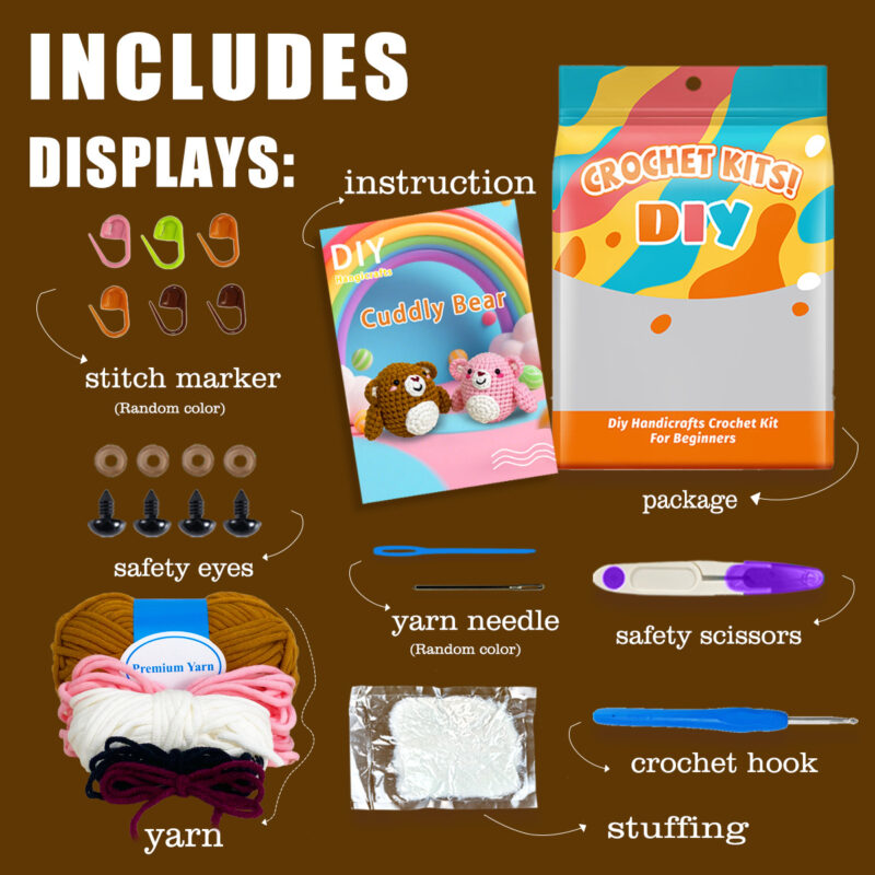 Cute crochet brown bear plush as a bear lover's handmade gift