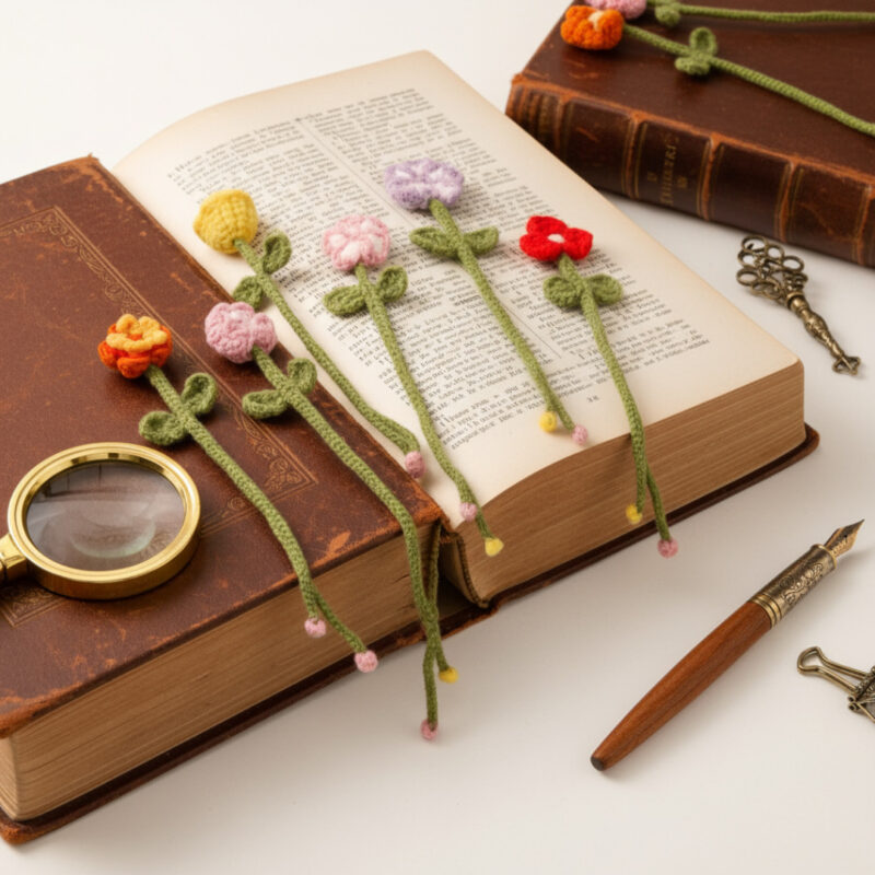 Thoughtful Teacher Gift - 7 Unique Crochet Flower Bookmarks DIY Kit