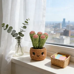 glow-in-the-dark potted cactus crochet kit