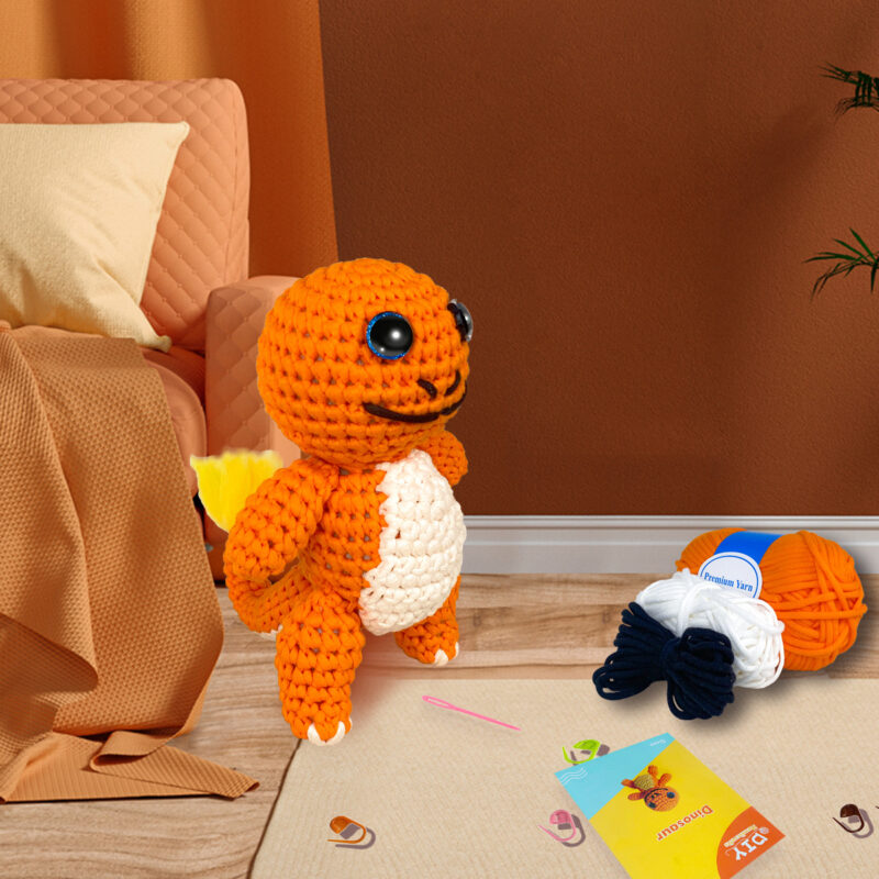 Step-by-step photo tutorial for shaping dragon crochet plush tail