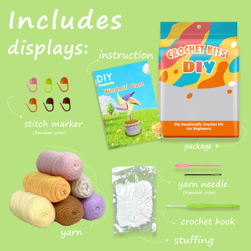 Cute crochet potted pinwheel as a playful handmade gift for kids