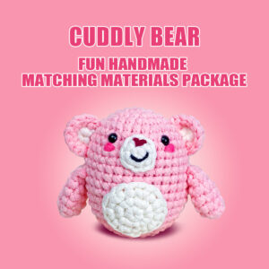 beginner crochet kit Complete pink bear crochet plush kit supplies on wooden table