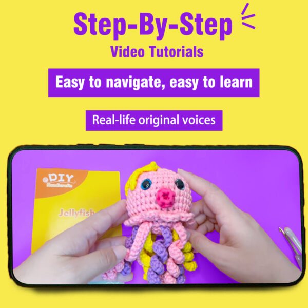 Step-by-step photo tutorial for shaping tiny crochet octopus tentacles