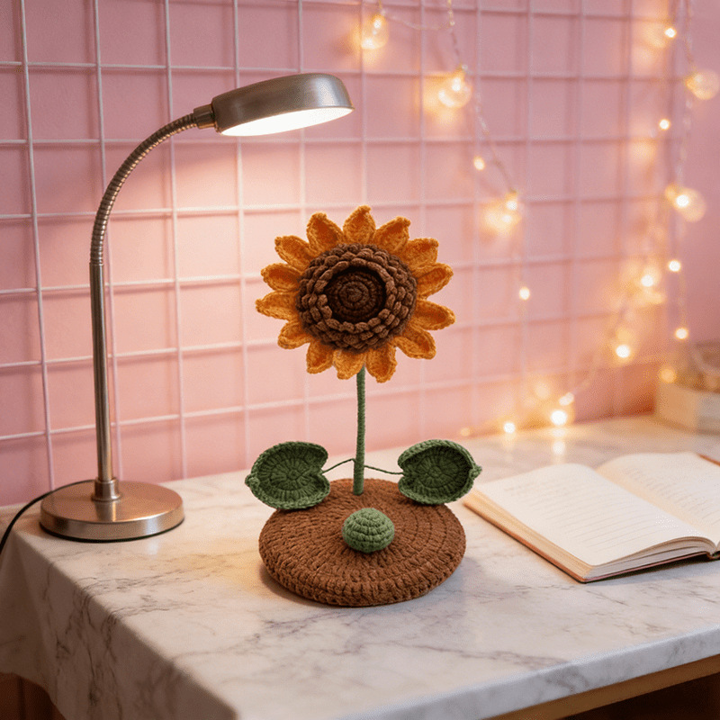 Finished Orange 3D Sunflower Crochet Decoration