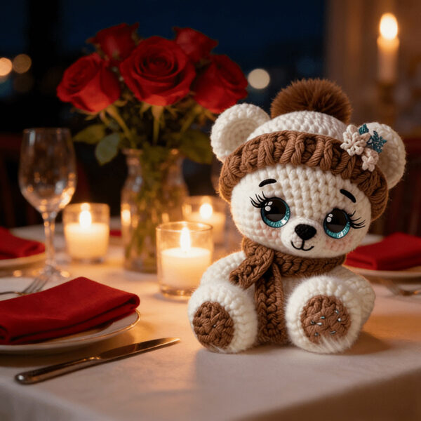 Scarf Bear Crochet Kit 2-Pack Brown Pink DIY Yarn Doll Set Full Supplies