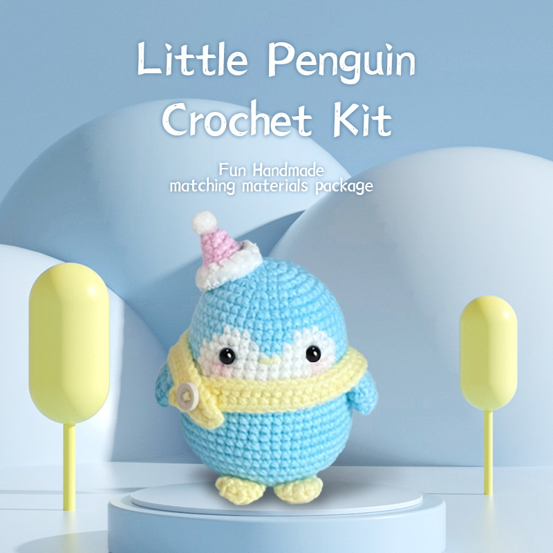 Cute crochet blue christmas penguin plush as a festive holiday gift