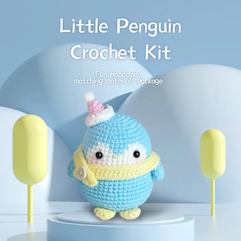 Cute crochet blue christmas penguin plush as a festive holiday gift