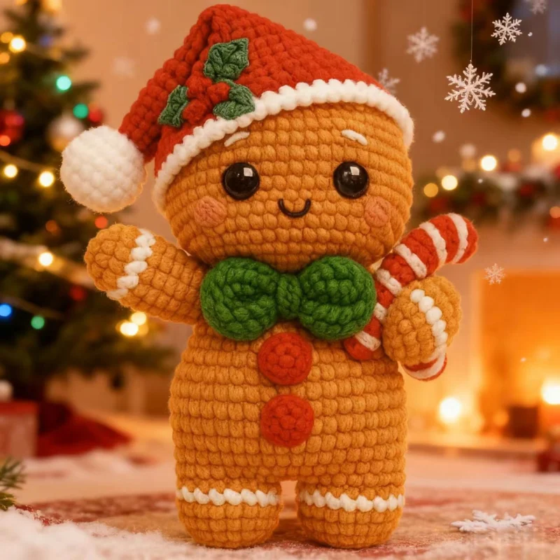 Finished Christmas Gingerbread Man Plush Ornament