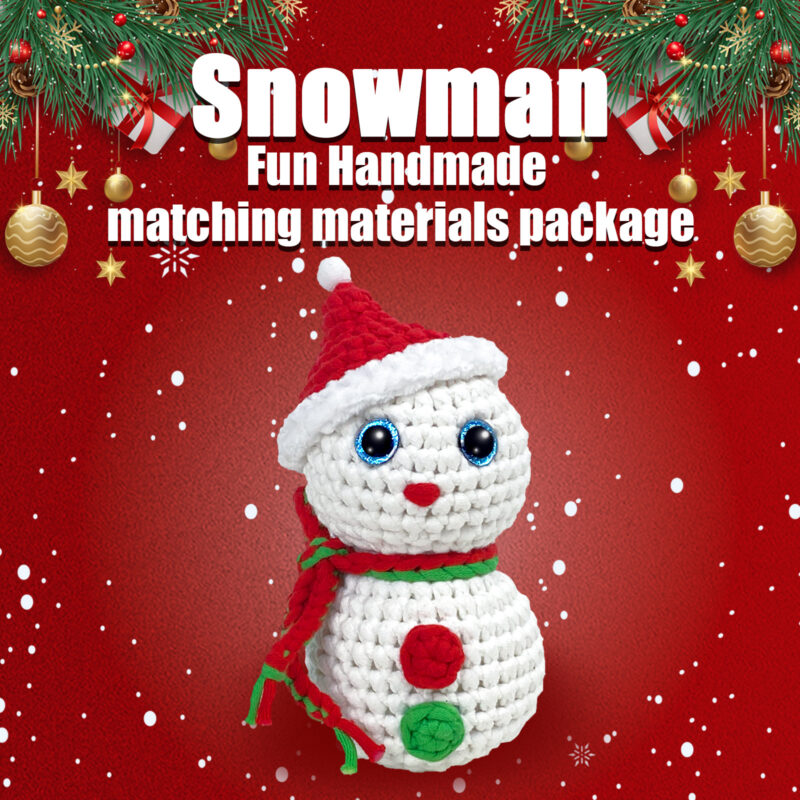Step-by-step photo tutorial for shaping tiny crochet snowman hat and scarf