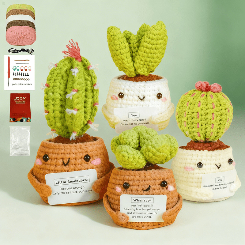 Cute crochet potted cactus as a pet-safe desk decor piece