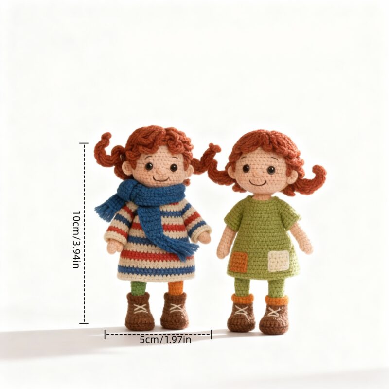 Complete DIY Kit for Two Mini Red Hair Dolls