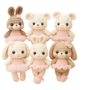 6 Pack Handmade Crochet Rabbit DIY Kit