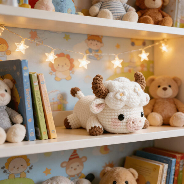 Finished Fluffy Cloud Cow Yarn Plush