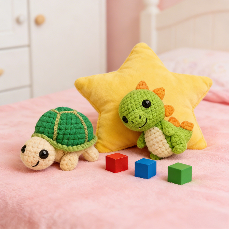 Beginner-Friendly Turtle Dino Crochet Kit with Full Supplies