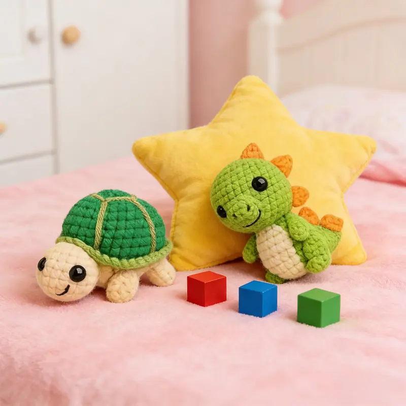 Beginner-Friendly Turtle Dino Crochet Kit with Full Supplies