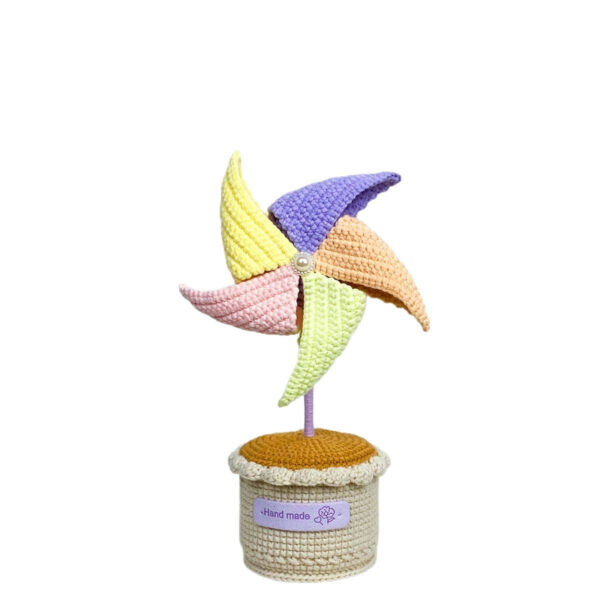 Cute crochet potted pinwheel as a playful handmade gift for kids