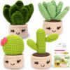 Finished Set of 4 Crochet Cactus in Mini Pots
